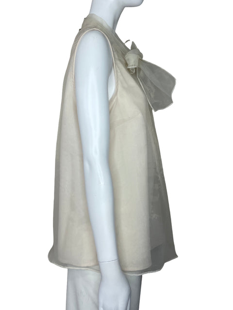 Blusa Miss Finch Sin Mangas Lazo Beige-Talla L