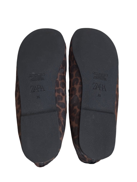 Calzado Zara Bailarinas Animal Print Marrón-Talla 36
