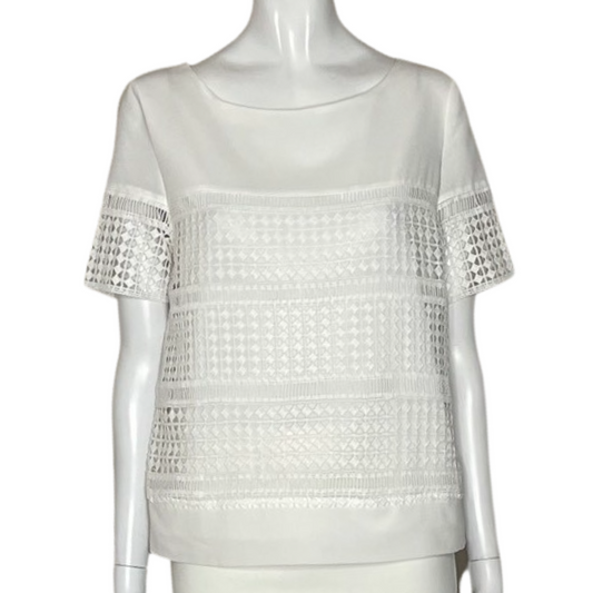 Blusa It'S Me Encajes Cuello Redondo Blanco-Talla M