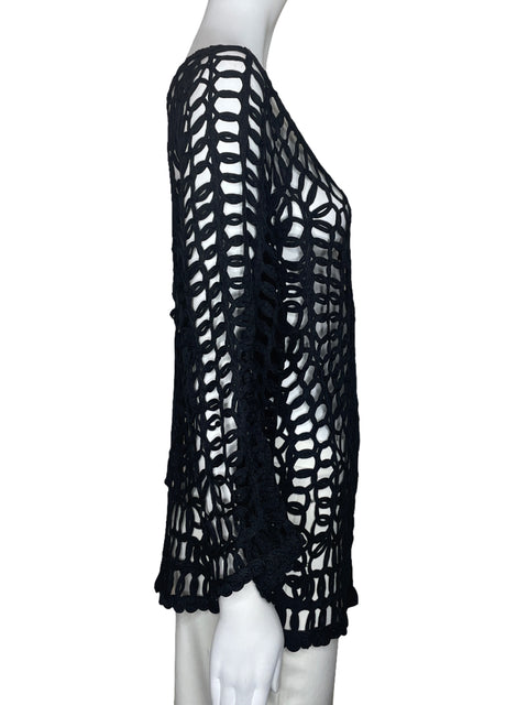 Blusa Metric Tejido Transparatente Negro-Talla L