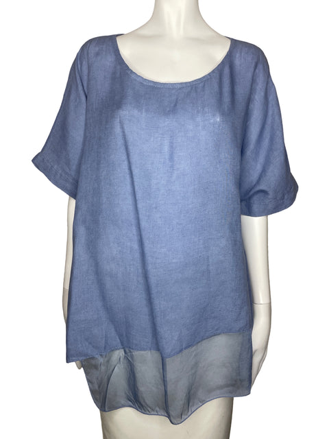 Blusa Made In Italy Mangas Corta Azul-Talla L