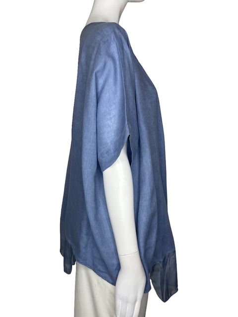 Blusa Made In Italy Mangas Corta Azul-Talla L