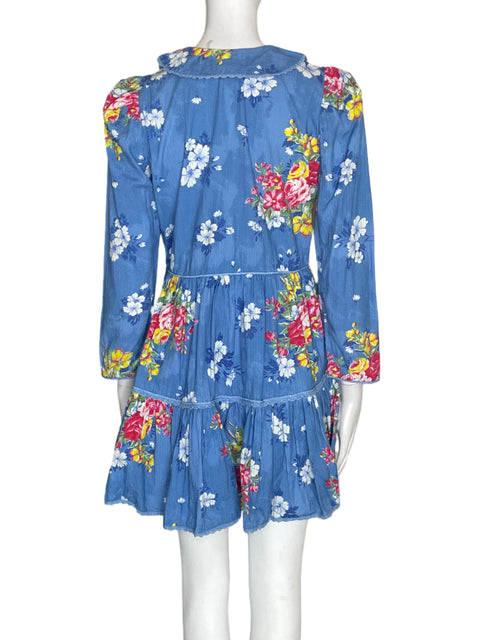 Vestido Love Shack Fancy Estampado Midi Azul - Talla S