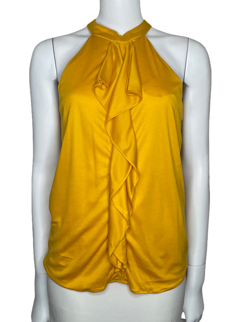 Blusa Massimo Dutti Halter Vuelos Amarillo-Talla S