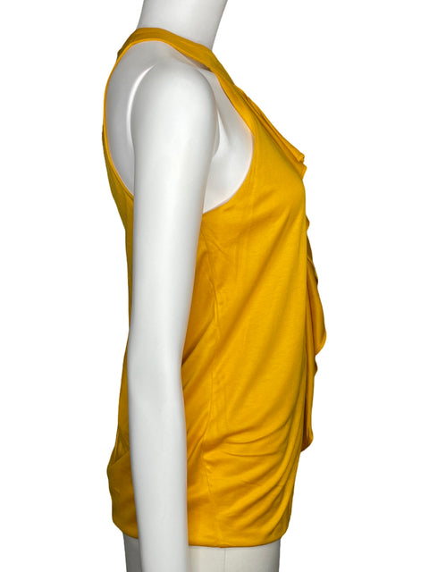 Blusa Massimo Dutti Halter Vuelos Amarillo-Talla S