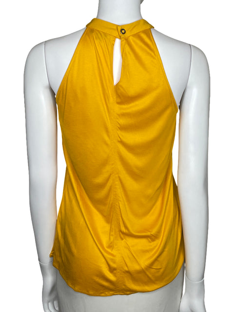 Blusa Massimo Dutti Halter Vuelos Amarillo-Talla S
