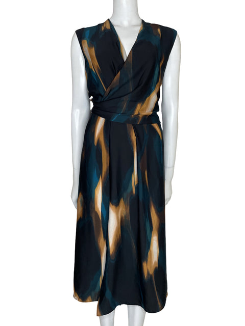 Vestido DKNY Midi Print Manga Corta Negro-Talla 10