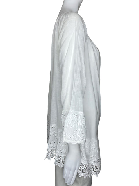Blusa Made In Italy Troquelado Blanco-Talla M