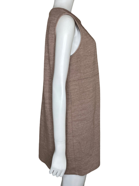 Vestido Zara Casual Sin Mangas Beige-Talla L