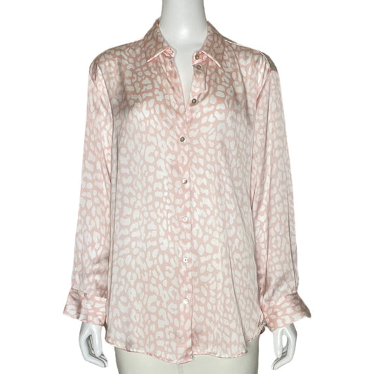 Blusa Zara Satinada Animal Print Rosado-Talla M