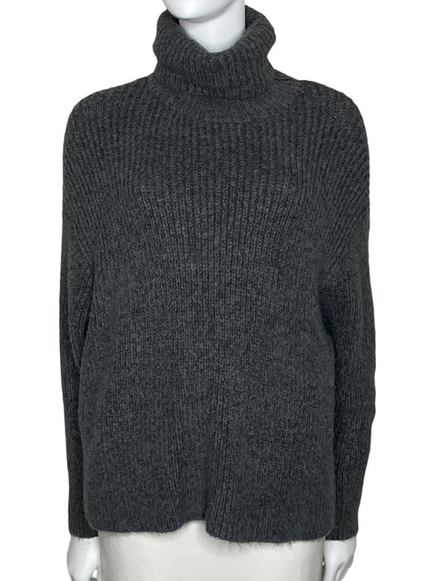 Sueter Zara Manga Larga Cuello Alto Gris-Talla S
