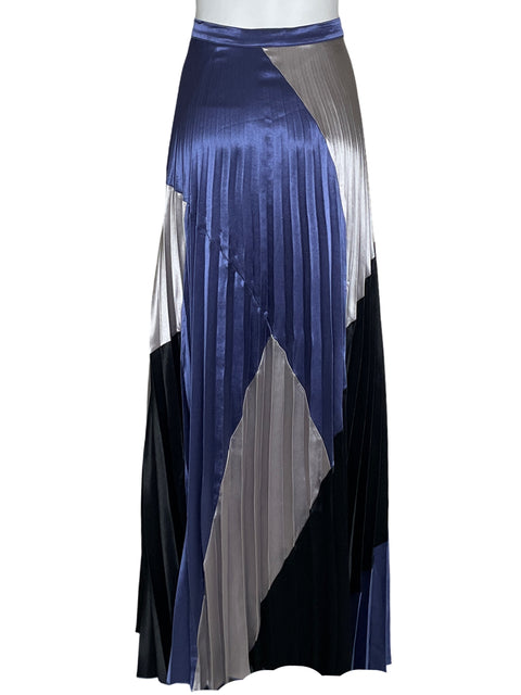 Falda Gracia Plisada Satinada Azul-Talla 1XL