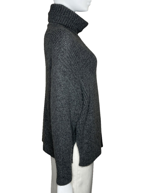 Sueter Zara Manga Larga Cuello Alto Gris-Talla S