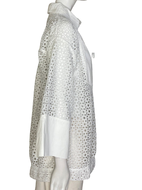 Camisa Aje Tejida Boton Dorado Blanco- Talla 10