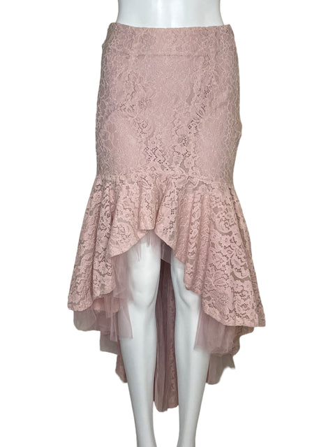 Falda Ina Midi Encaje Rosado-Talla S