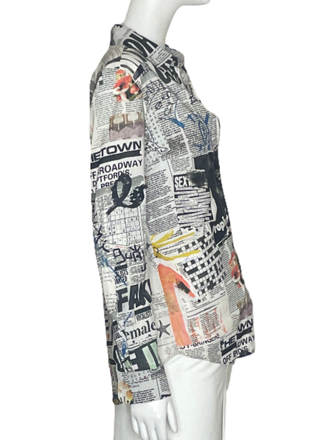Camisa Desigual Newspaper Blanco-Talla XS