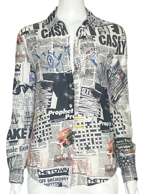 Camisa Desigual Newspaper Blanco-Talla XS