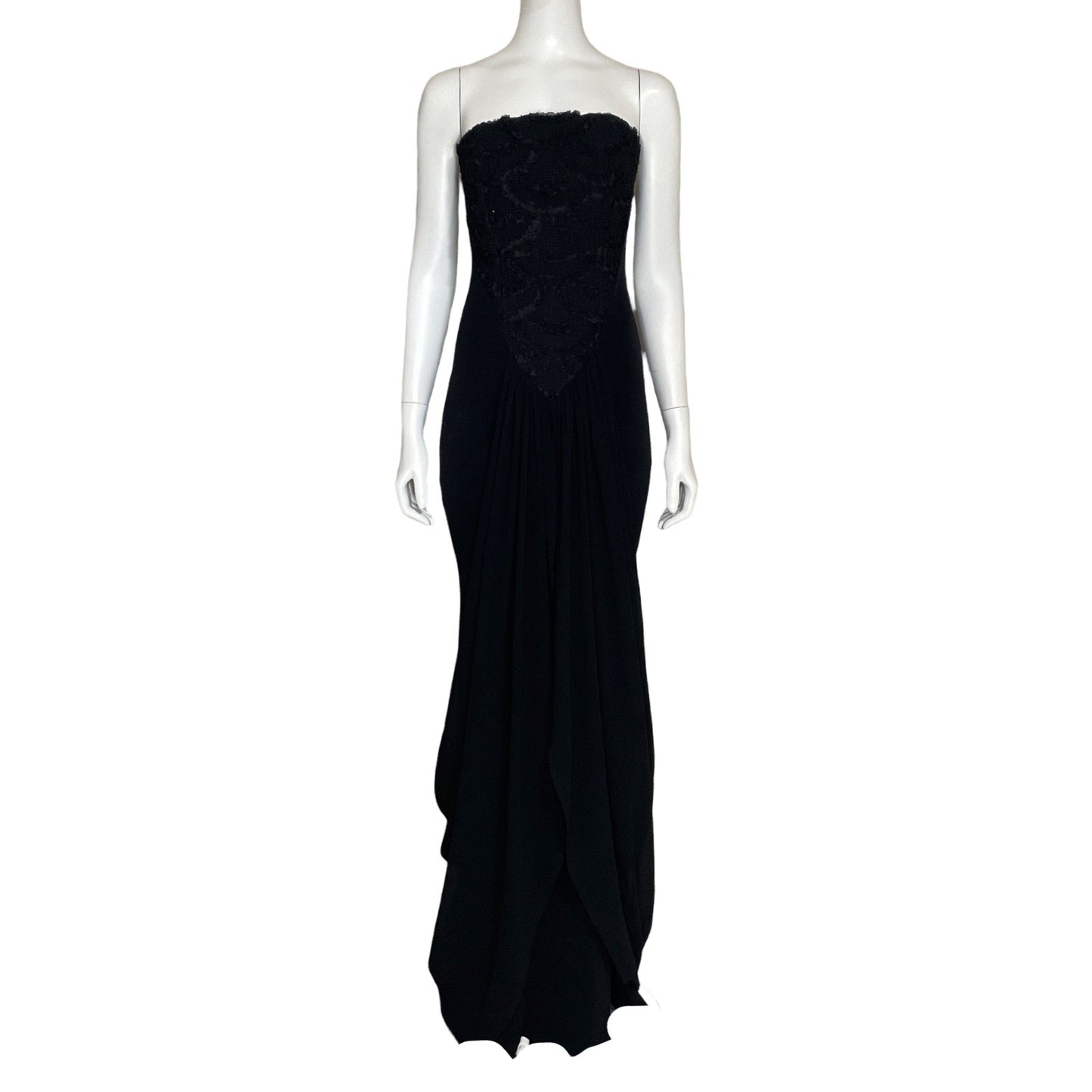 Vestido Kikiriki Strapless Encaje Negro-Talla S