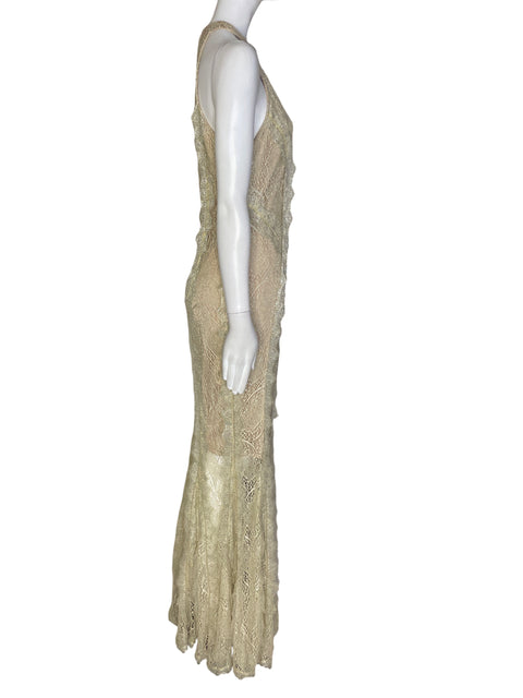 Vestido Gold Label Noche Tejido Beige- Talla M