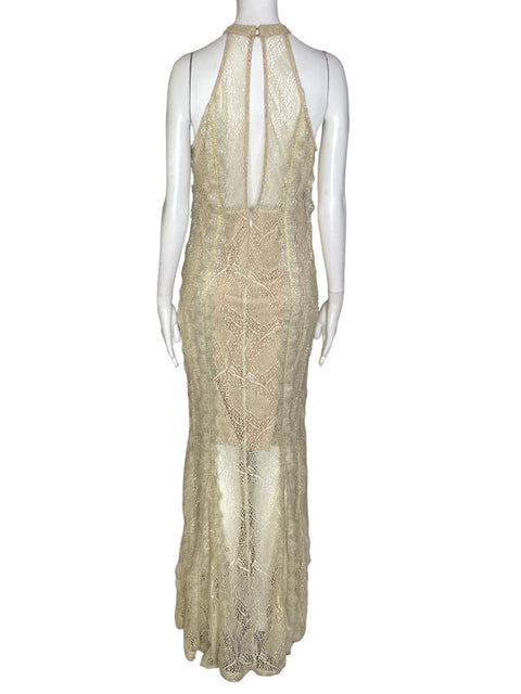 Vestido Gold Label Noche Tejido Beige- Talla M