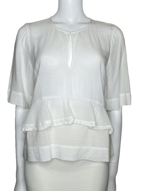 Blusa BCBG Vuelos Manga Corta Blanco-Talla M