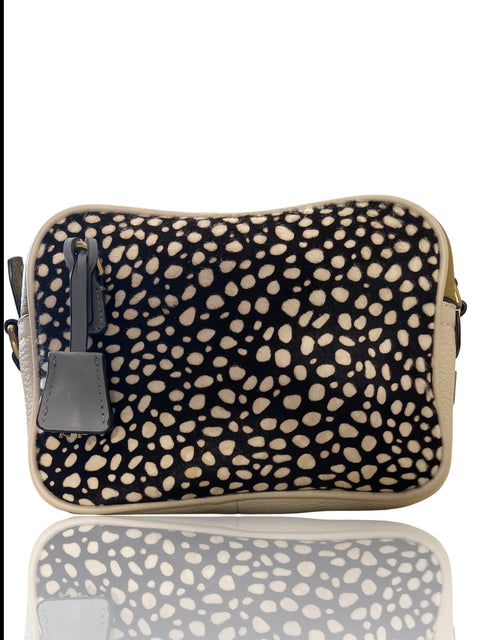 Cartera J. Crew Crossbody Animal Print Negro- Talla S