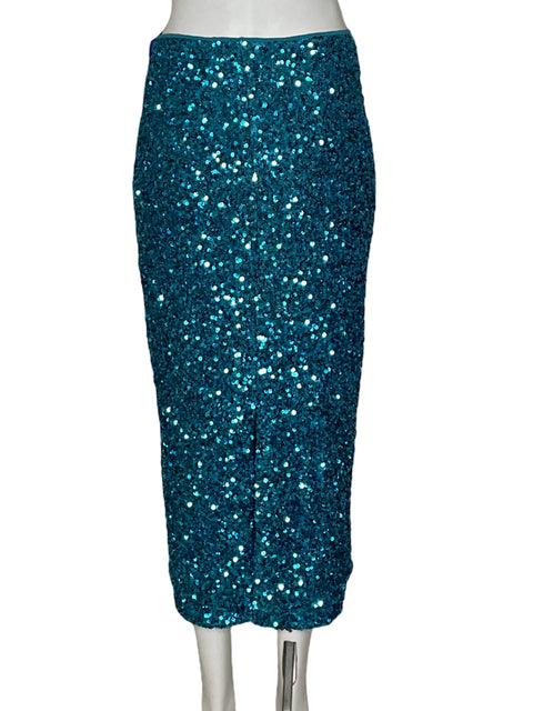 Falda ROTATE Sequin Azul-Talla 6