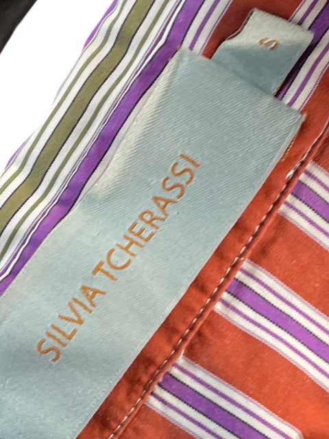 Camisa Silvia Tcherassi Rayas Abullonado Marrón-Talla S
