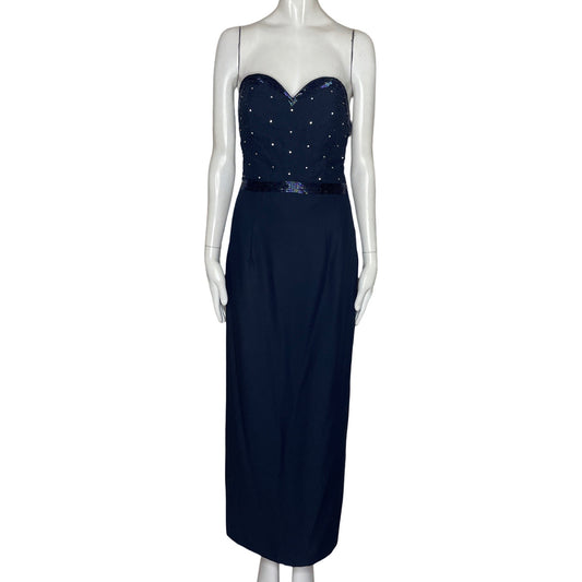 Vestido Michelle Nicole Strapple Pedreria 
Azul-Talla 8