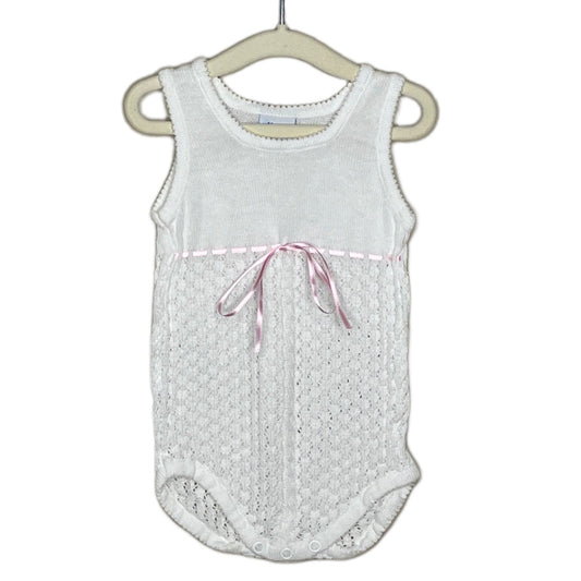 Romper Diacar Punto Lazo Blanco-Talla 18M