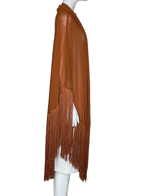 Poncho Zara Flecos Marrón- Talla M