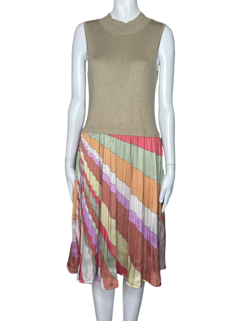 Vestido Skies Are Blue Plizado Marron-Talla S