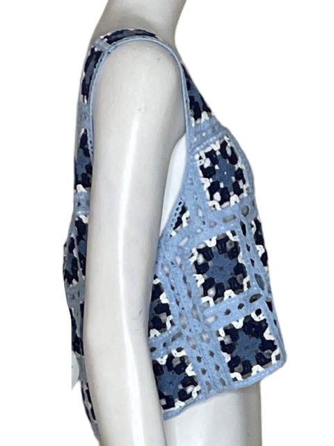 Top FCT Tejido Cuadro Floral Azul-Talla M