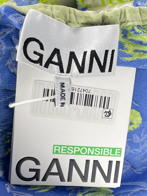 Top Ganni Flores Verde-Talla 42