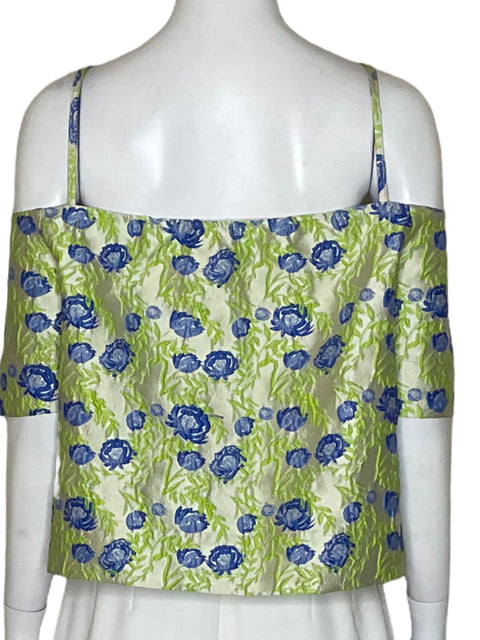 Top Ganni Flores Verde-Talla 42