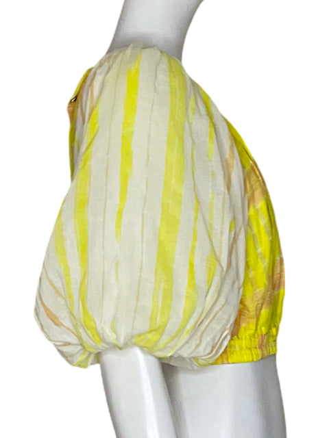 Top Aje Mangas Puff Amarillo-Talla 8