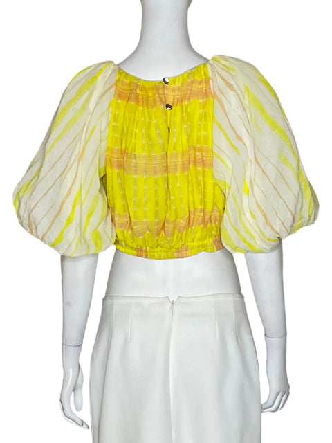 Top Aje Mangas Puff Amarillo-Talla 8