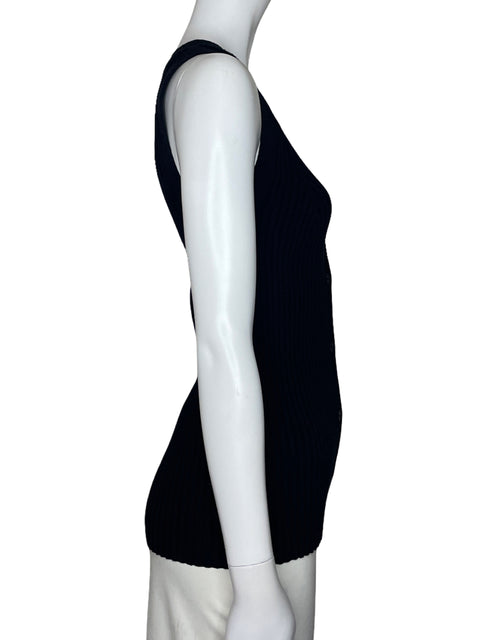 Top COS Sin Mangas Botones Negro-Talla XS