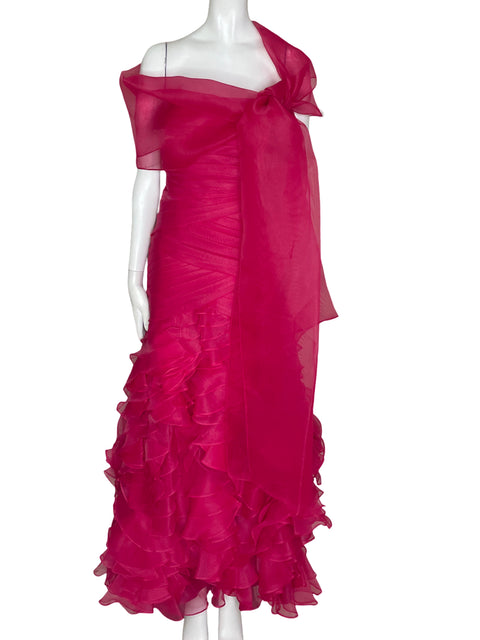 Vestido TWO Strapless Abullonado Rosado- Talla 14