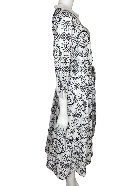 Vestido Zara Camisero Troquelado Blanco-Talla XL