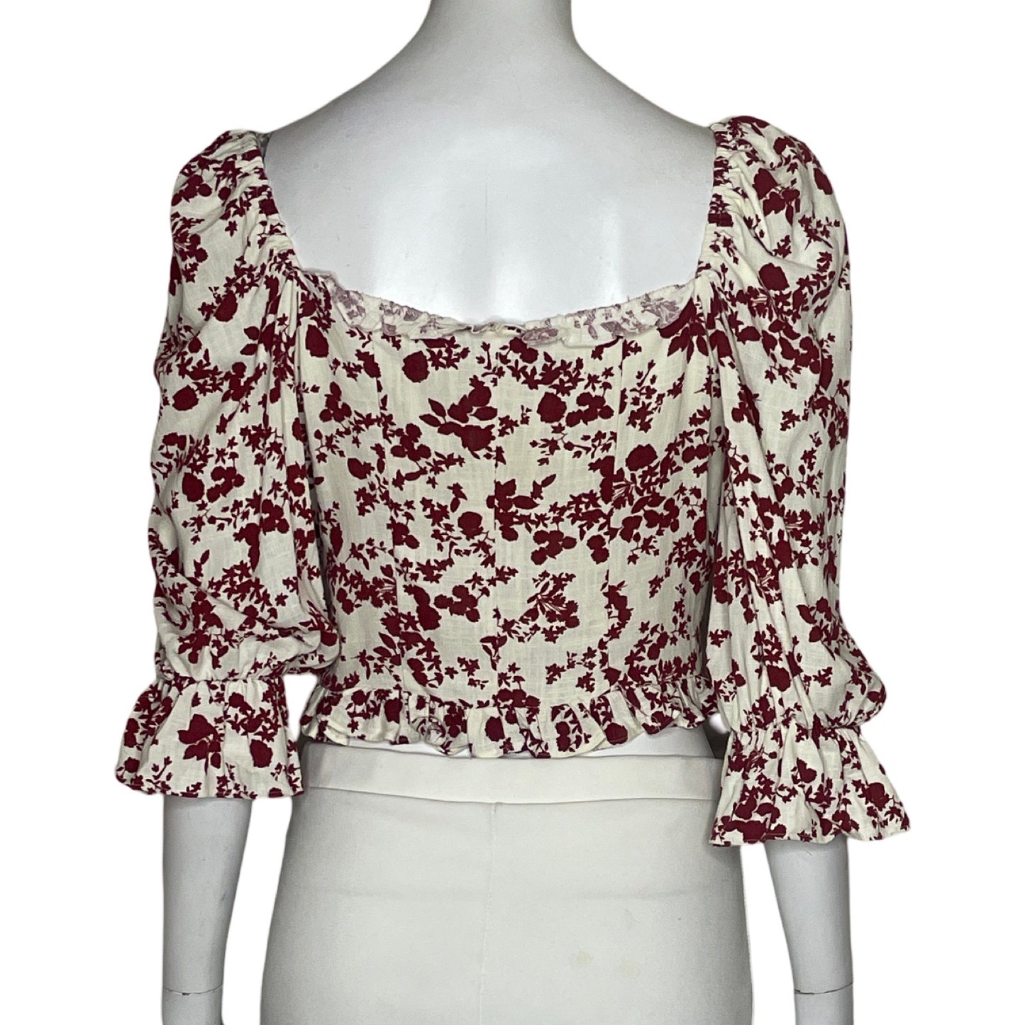 Blusa Zara Flores Blanco-Talla S