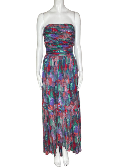Vestido Ramy Brook Strapless Estampado Morado- Talla 12