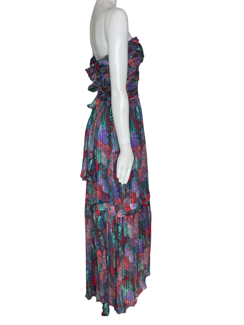 Vestido Ramy Brook Strapless Estampado Morado- Talla 12