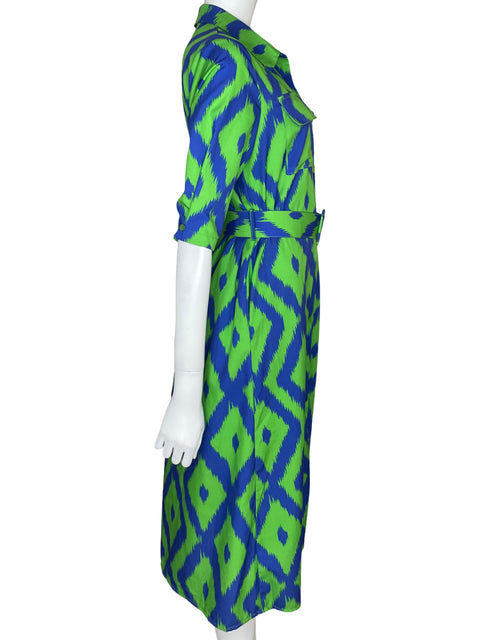 Vestido Tea & Cup Camisero Bicolor Verde-Talla L