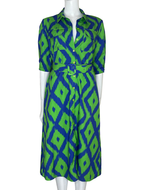 Vestido Tea & Cup Camisero Bicolor Verde-Talla L