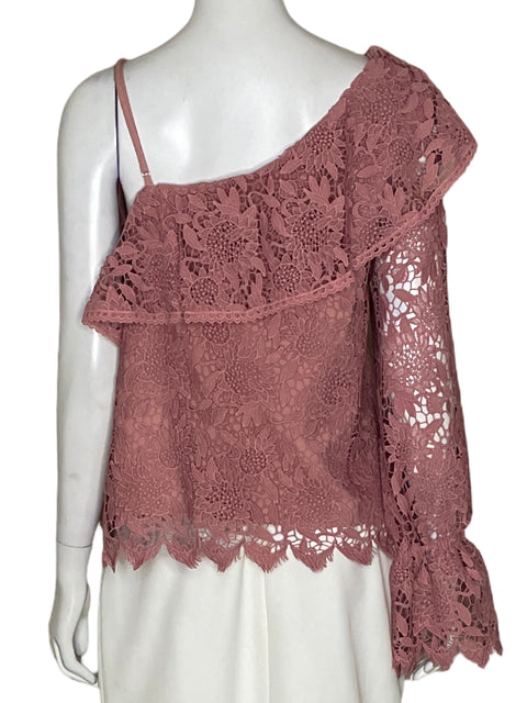 Blusa J:O:A one shoulder Encaje Rosado-Talla L