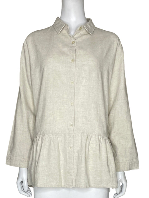 Camisa Tesoro TPS Mangas Larga Beige - Talla XXL