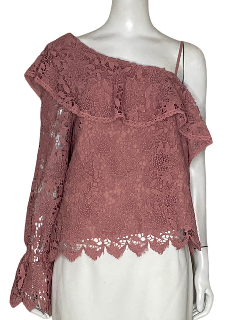 Blusa J:O:A one shoulder Encaje Rosado-Talla L