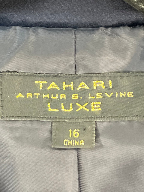 Blazer Tahari Satinado Luxe Azul-Talla 16