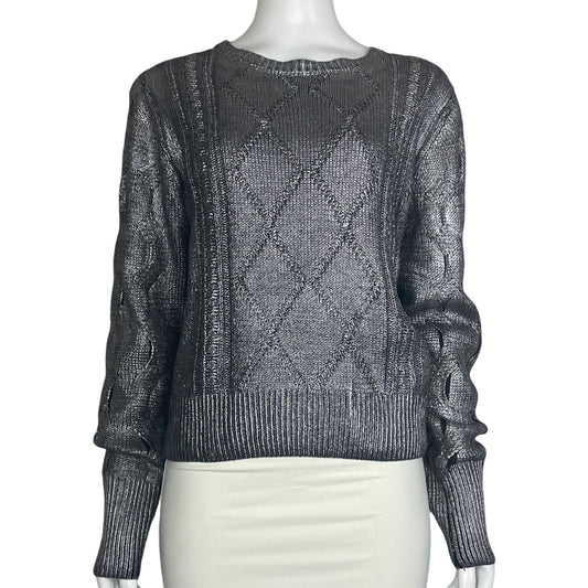 Abrigo Desigual Mangas Largas Brillante Plateado - Talla L